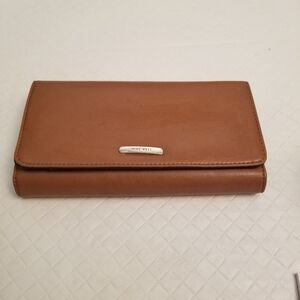 Nine West Brown Trifold Wallet Removable Check Book